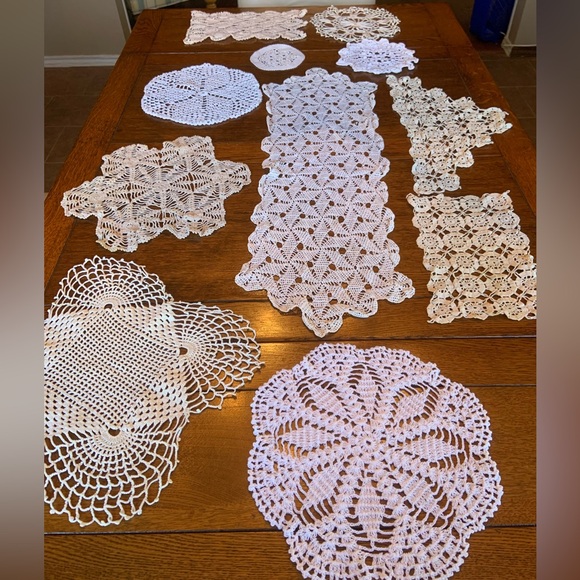 Handmade Other - Vintage Bundle Of 11 White & Cream Colored Handmade Crochet Doilies